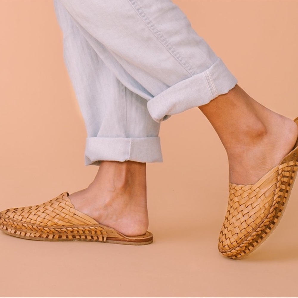 Woven Tan Mules